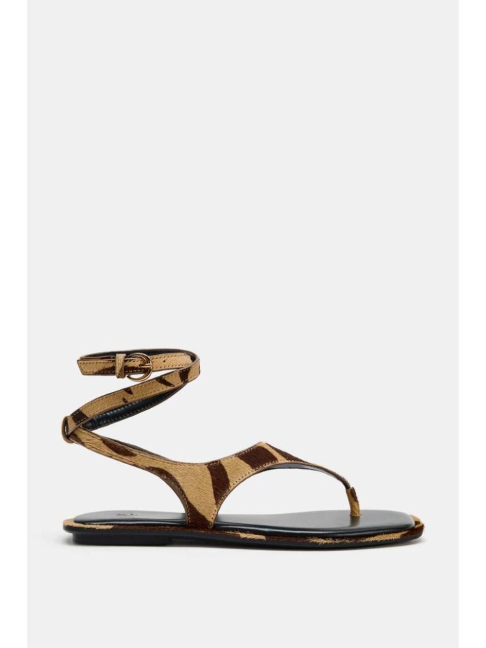 ZARA ANIMAL PRINT LEATHER SANDALS WITH FUR EFFECT 3602/810/194